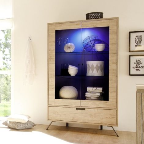 Vitrine moderne en bois 2 portes vitrées DIANA (1/5)