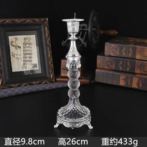 (Argent à une seule tête) Chandelier en métal de style européen, accessoire pour un dîner aux chandelles