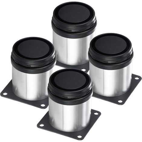 4x Pied de meuble réglable acier inoxydable rond diamètre 5cm Hauteur 60mm (1/5)