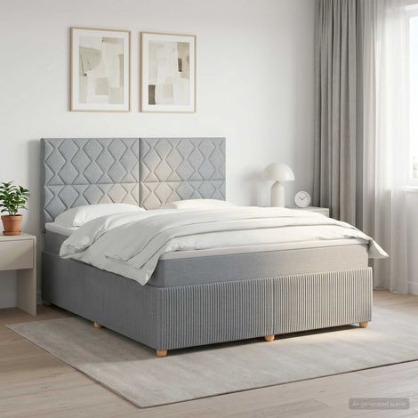 Cama box spring con colchón Gris Claro 140 x 200 cm Tela (1/5)