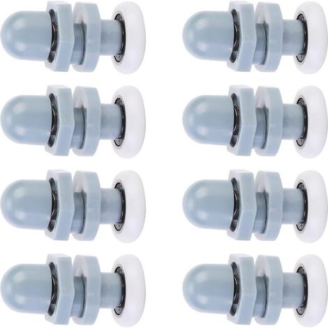 8 Single Porte de Douche Coureurs,Coulissant Rouleaux Piste Roue de Porte pour Salle de Bains Porte en Verre,pour Remplacement de Douche Coulissante Verre Porte Coureurs Rouleaux Gris(20mm) (1/3)