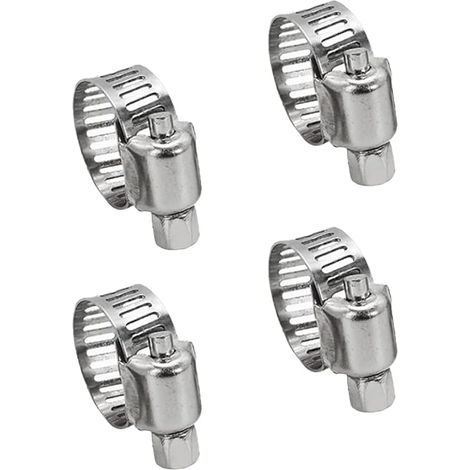 4 Pièces Collier de Serrage Inox Réglable 6-12 mm, Métallique pour Tuyau, Gaz, Eau, Câble, Robinet