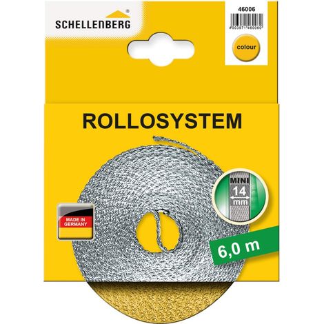 Schellenberg 46006 Cintino avvolgibili 14 mm x 6 m-Sistema Mini, Cinghia tapparella, Giallo (1/3)