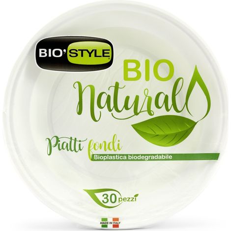 30 Piatti fondi in plastica bio 21,5 cm (1/3)