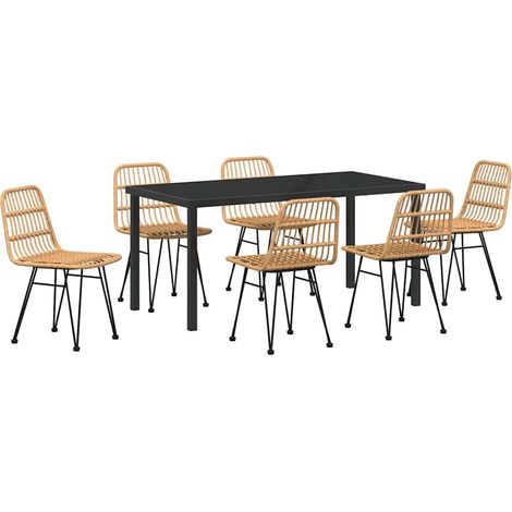 Maison Exclusive - Conjunto de Comedor de Jardín 7 pcs Marrón