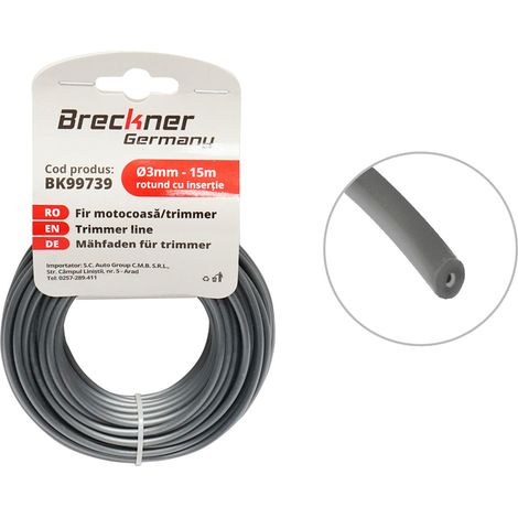 Filo tondo con inserto metallico per decespugliatore 3mmx15m Breckner Germany (1/3)