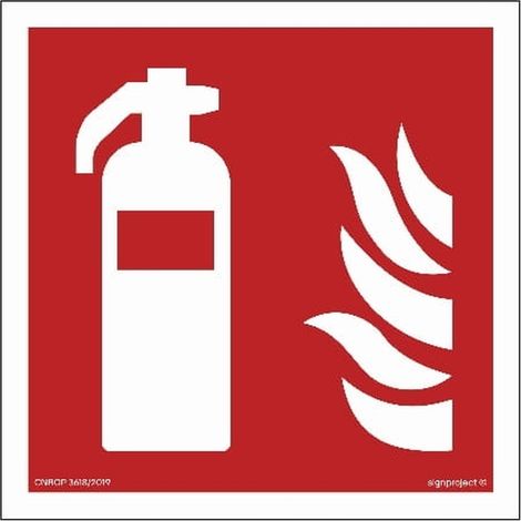 Cartello di protezione antincendio per estintore, 15x15 cm - Pannello in PVC da 1 mm con adesivo (1/3)