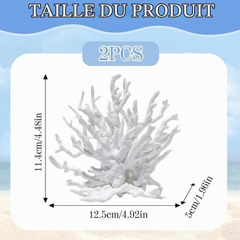 Blanc Décoration Aquarium Corail, Plantes pour Aquarium  13x5.5 x11 cm Ornement Aquarium Résine, Refuge pour Crevettes et Poissons, Adapté aux Aquariums Petits à Moyens (1/4)