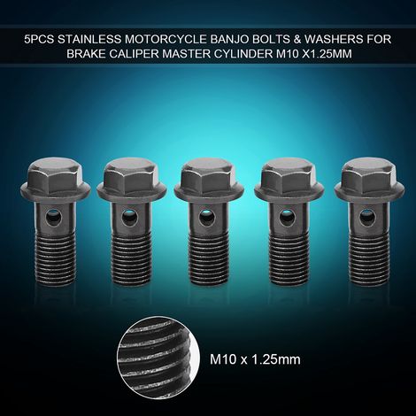 5 pièces vis banjo et rondelles pour moto étrier de frein cylindre maître M10 x 1.25mm (1/5)
