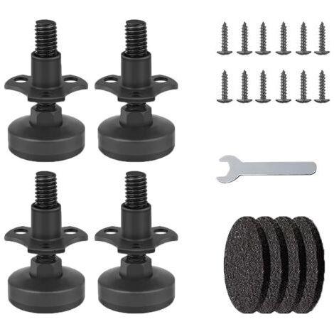 Robuste Möbelnivellierer, 4er-Pack Gewindefüße 3/8-16, verstellbare Möbelfüße, verstellbare Tischfüße für Tisch/Stuhl/Sofa/Schreibtisch/Schrank/Werkbank, trägt 1320 LBS – Schwarz (1/5)