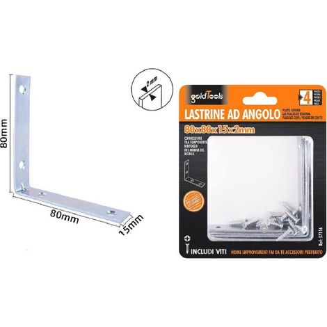 Set 4pz Lastrine A Angle Lastrine A Angle 80x80x15x2mm Avec Des écouteurs Mobiles 57116 (1/2)
