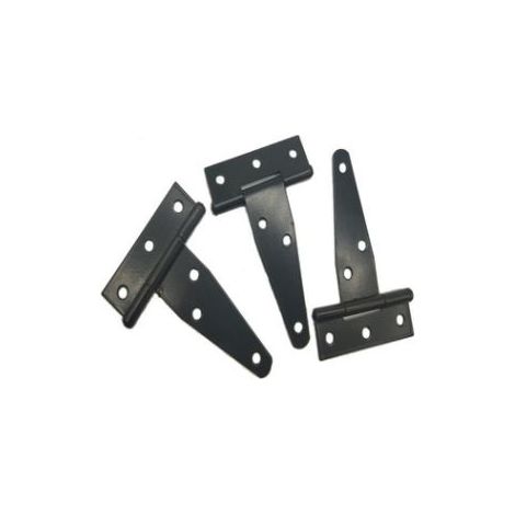 Lot de 3 charnières robustes noires en forme de T pour portails en bois ou en métal, en fer antirouille, pour armoires, abris de jardin, portes de grange. (1/5)