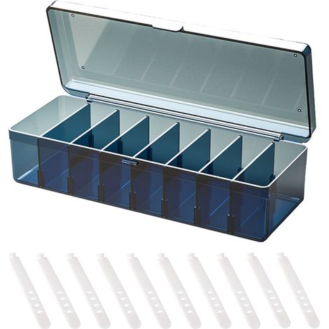 Kabelaufbewahrungsbox aus Kunststoff mit Deckel und 10 Kabelbindern, transparenter und tragbarer Kabelorganizer mit 8 Fächern...