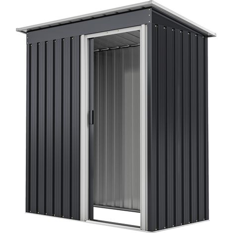 Outsunny Casetta Attrezzi da Giardino 1.16 mq in Acciaio Zincato 163x89x182 cm Nero