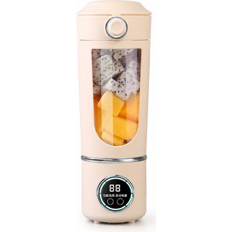 Blender Portable Rechargeable 700 ml, 12 Lames, Autonettoyant, Broyeur de Glace, Beige, 7,4 V, Double Batterie 1500 mAh (1/5)