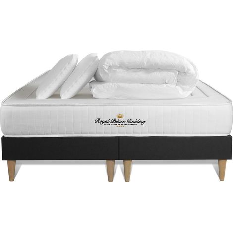 Komplettpaket Bett - Matratze 180x200 cm + 2 Boxspringbetten (Monoblock) + 2 Kopfkissen + Bettdecke - Lancaster