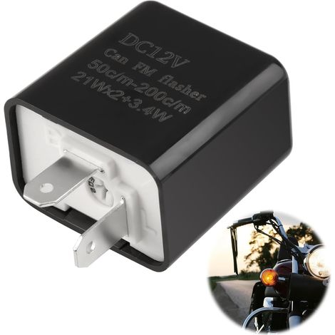 Motorcycle Turn Signal Relay, LED Motorcycle Turn Signal Relay. 12V Turn Signal Relay, for LED Motorcycle Turn Signals, Motorcycle Bulb Turn Signals, with Adjustable Gear, Black, Fireproof Housing