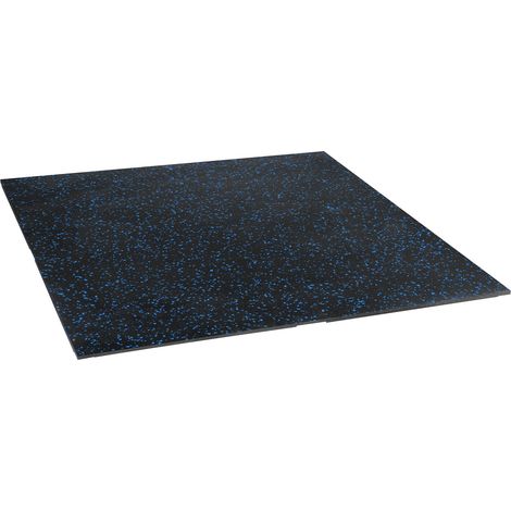 Dalle de sol en caoutchouc pour salle de sport, 1 x 1 m, 15 mm, noir et bleu (1/5)