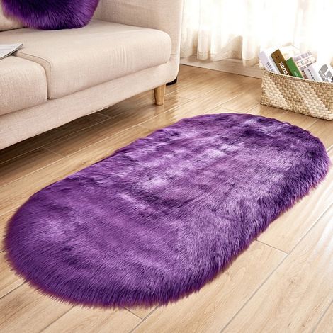 Tapis En Faux Agneau - 90 x 60 cm - En Polyester Doux Et Résistant - Pour Chambre Salon Lit Bureau - Tapis De Sol Multifonction - 1 Pièce (1/2)