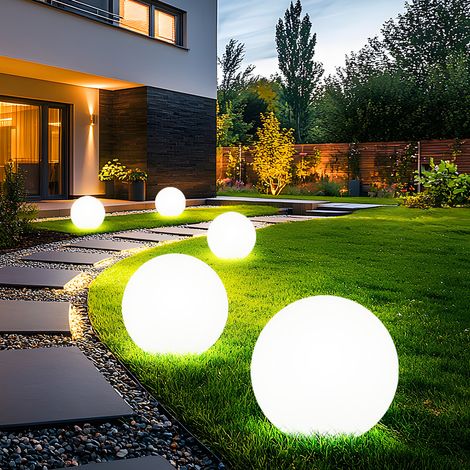 Globo luminoso solare da giardino globo luminoso solare a LED decorazione da giardino globo solare per esterni 20 cm, durata della luce circa 6-8 ore, H 62 cm, set di 5 (1/5)