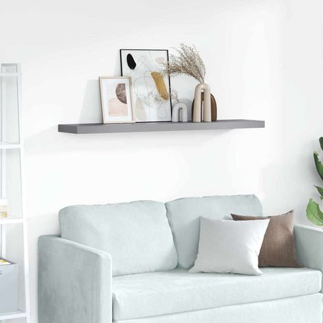 323862 vidaXL Floating Wall Shelf Grey 120x23,5x3,8 cm MDF (1/5)