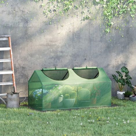 Mini invernadero de jardín con ventana 120 x 60 x 60 cm de PE verde HAVRYA (1/5)