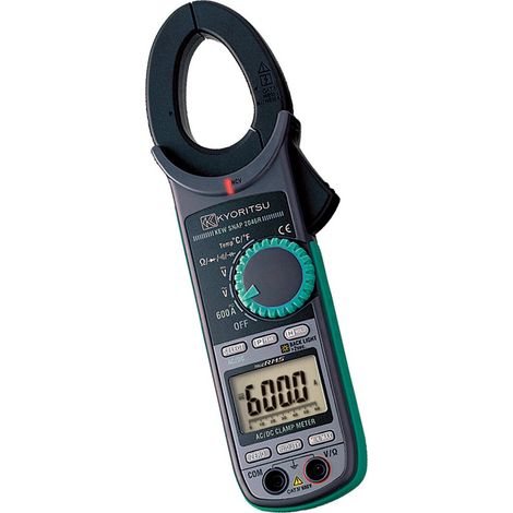Kyoritsu KEW 2046R Pinza amperometrica digitale compatta per la misura TRMS di correnti AC/DC, tensioni AC/DC, resistenza, continuità, prova diodo, frequenza, capacità, temperatura, picco , grigio (1/2)