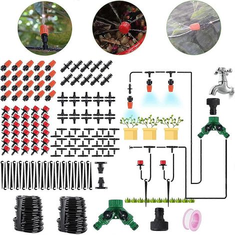Kit d'irrigation goutte à goutte automatique à monter soi-même de 30 m, tuyau d'irrigation de 30 m, arroseurs, système d'arrosage goutte à goutte parfait (1/4)
