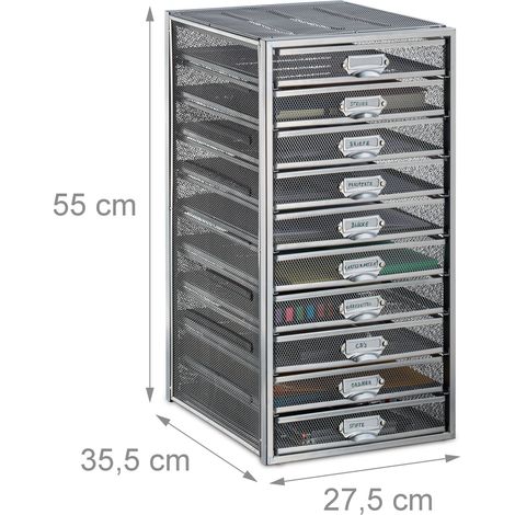 Set di 10 portalettere moderni organizer da scrivania 55 x 27,5 x 35,5 cm in acciaio grigio 130006071
