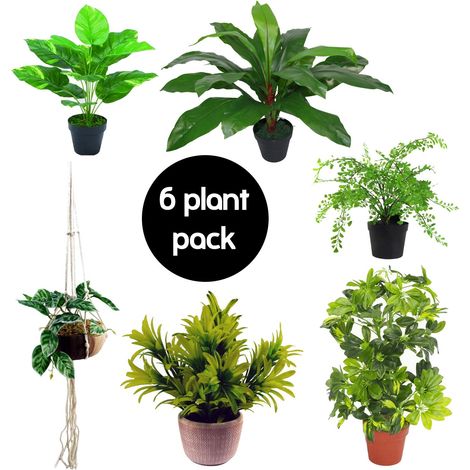 Pack of 6 Artificial Mixed Plants (1/2)