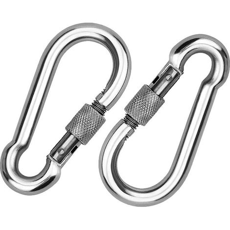 2 Pièces 304 Mousqueton en INOX, Mousqueton à Vis en Acier INOX, Mousqueton en Acier INOX, pour Accrocher des Cordes, des Chaînes, des Ceintures, des Câbles (1/5)