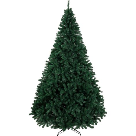 HOMCOM árbol de Navidad artificial de 270 cm, ramas articuladas, 2418 puntas de PVC ignífugo, montaje rápido, soporte de acero, verde