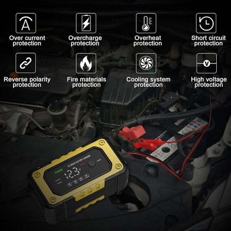 12V 6A Smart Car and Motorcycle Battery Charger, Automatic Battery Maintainer for Car, Motorcycle, and Truck (1/4)