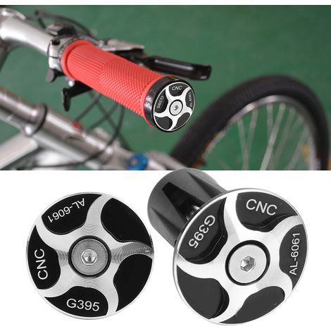 2PCS Bouchons de Guidon en Alliage d'Aluminium pour Vélo, Pièces de Rechange G395 Noir (1/5)
