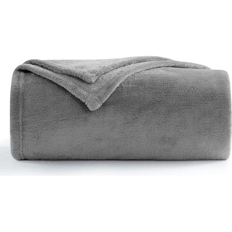 Fleecedecke 150 x 200 cm – Tagesdecke, Sofadecke, 150 x 200 cm, weiche und warme Flanell-Sofadecke für 1 Person, Grau (1/5)