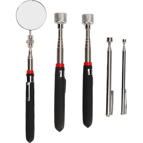 Ensemble de 5 outils magnétiques de ramassage avec aimants puissants 15LB, télescopique et miroir d'inspection pour atelier (1/5)
