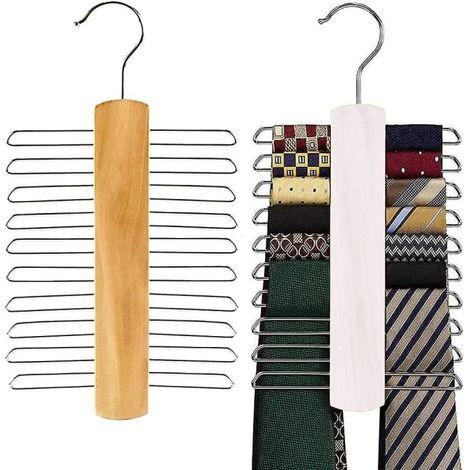 Ensemble de 2 slipscrokar, slipshängare, slipshängare i trä, halsdukar, balten, slipsar et tillbehör (1 pièce vit, 1 pièce trä) (1/4)