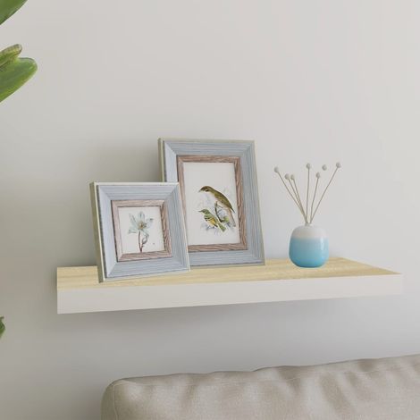 Floating Wall Shelf Oak and White 60x23.5x3.8 cm MDF vidaXL (1/5)