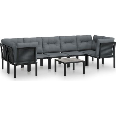 Maison Exclusive - 8-tlg. Garten-Lounge-Set Schwarz und Grau Poly