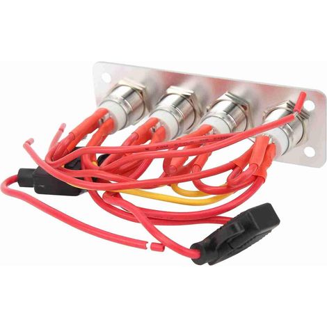 Panneau de Commutation à 4 Boutons en Acier Inoxydable à Lumière Bleue pour Bateau de Camping-car, Panneau de Commande Marche/arrêt Haute sensibilité pour Véhicules Tout-terrain, Bateau Marin, (1/5)