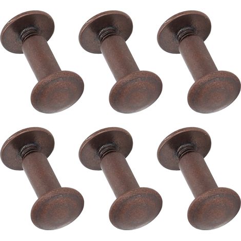 Lot de 200 Vis de Reliure 10x15mm, Kit Écologique de Rivets à Filetage pour Cuir, Vis à Tête Plate Électrolysées, Teinte Rouge Bronze, pour Scrapbooking et Bricolage DIY (1/5)