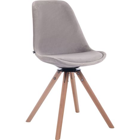 Silla de comedor x1 silla de visitas con asiento giratorio 360° en terciopelo gris patas redondas de madera clara 100007263