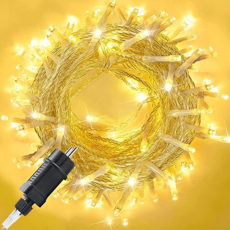 Guirlande lumineuse extérieure 100m 800 LED Guirlande lumineuse arbre de Noël avec minuterie, fonction mémoire, 8 modes, IP44 étanche pour Noël Fêtes Mariage Halloween, Blanc Chaud (1/5)