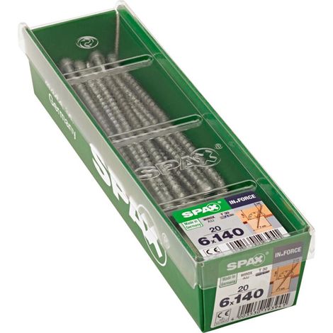 Set di 20 viti SPAX in acciaio a testa cilindrica, Diam.6 mm x L.140 mm SPAX