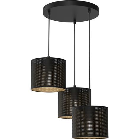 Suspension Loft Shade grillagée noire/or 3xE27 Ø45 Luminex