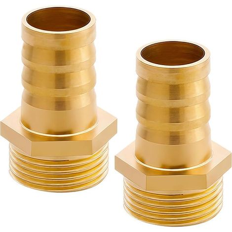 Embout de tuyau en laiton G3/4"(Ø25,7mm) mâle x 3/4" douille, 2 pièces Raccord de tuyau en laiton Crochet 19mm x G3/4" adaptateur de tube (1/5)