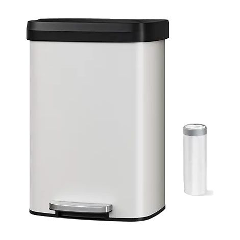 Cestino in acciaio inox con pedale, colore bianco (1/2)