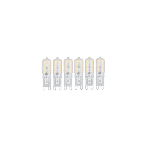 Lot de 6 ampoules LED G9 5W, 22 LED, à intensité variable, avec diffuseur transparent, pour plafonnier, applique murale ou lampe de table. Couleur blanc chaud, 220-240V. (1/5)