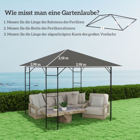Toiture de remplacement pour tonnelle 3 x 3 m, imperméable (UPF 30+), en tissu Oxford 370 g/m², gris (1/5)
