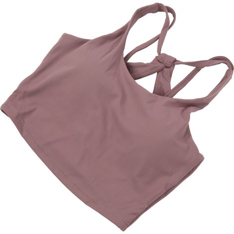 Soutien-gorge de sport dos croisé pour femme et fille, idéal pour le yoga, le fitness et l'entraînement. Accessoire de sport. Violet et gris, taille XL. (1/5)